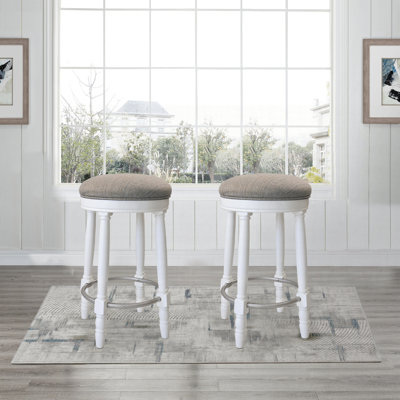 Ensemble de 2 tabourets de bar, pivotant à 360 degrés et siège pivotant en bois à hauteur de comptoir, siège à coussin, tabouret de bar parfait pour la salle à manger et le salon (hauteur 26 po)