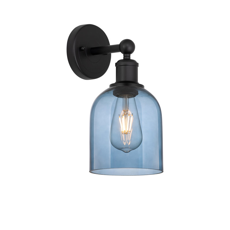 Applique murale 1 lumière 6 "Edison Allysson, Noir mat, Bleu princesse
