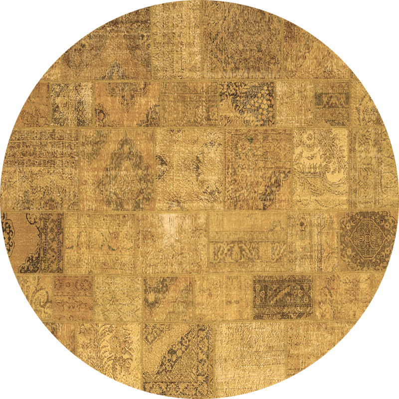 Washable Patchwork Indoor Rug, Round 5'