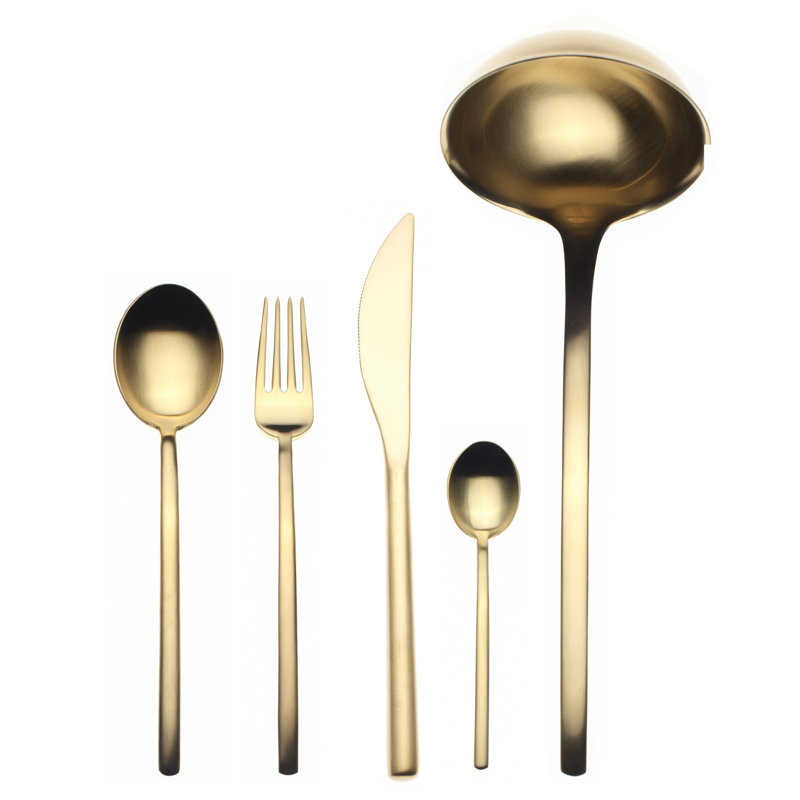 Due 49 Piece 18/10 Stainless Steel Cutlery Set, Service for 12, Ice Gold