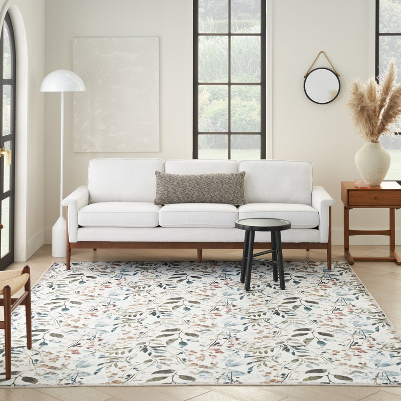 Antavia Washable Floral Indoor Rug, Rectangle 4' x 6'