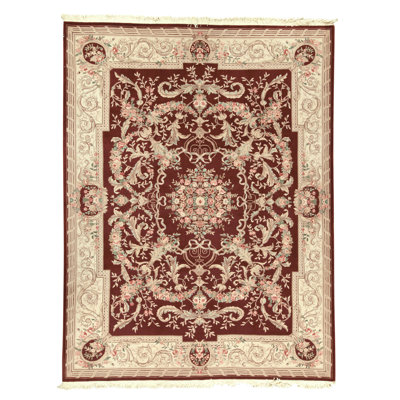Tapis rectangulaire en laine noué à la main