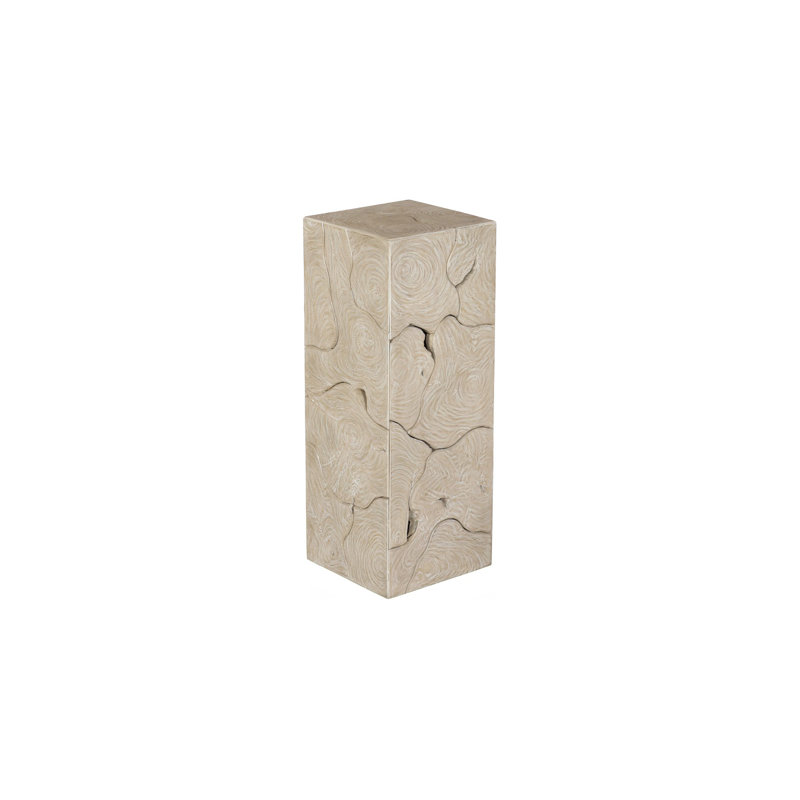 Piédestal en teck, carré, finition avoine, MD, H 32 po x l 12 po x P 12 po