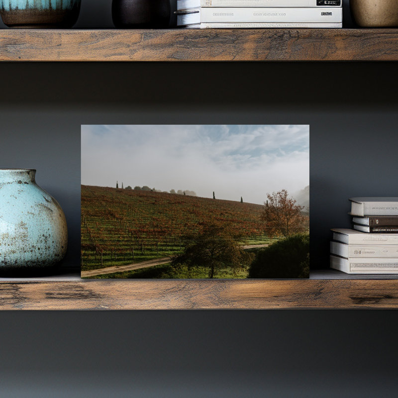 «Misty Autumn Vineyard Peaceful Rustic Serene Autumn Landscape», reproduction d'art mural, H 12 po x l 18 po