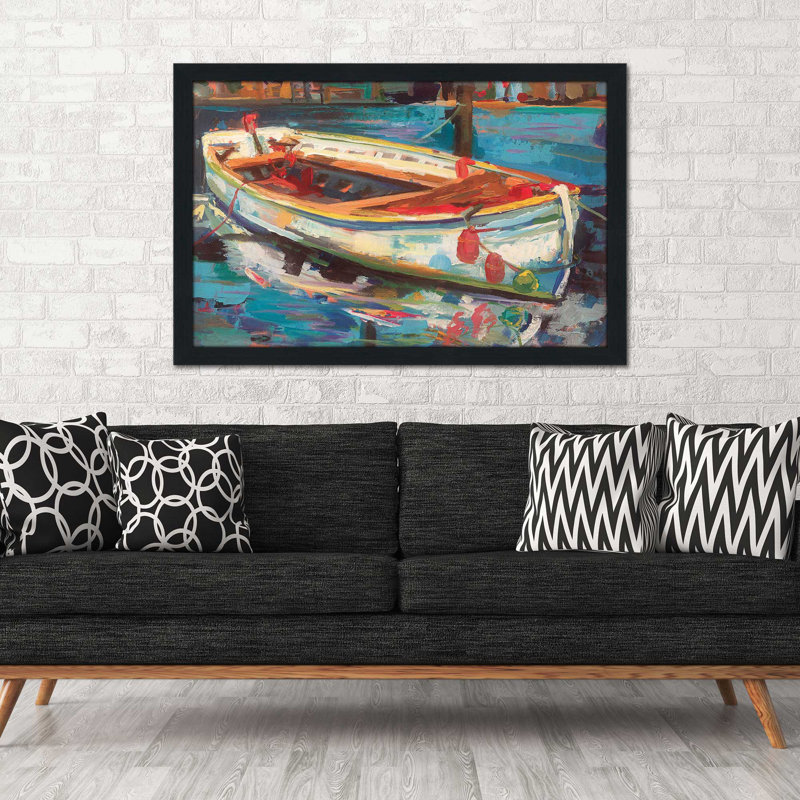 Bateau solo - Peinture, H 21,5 po x l 27,5 po x P 0,75 po, Cadre espresso
