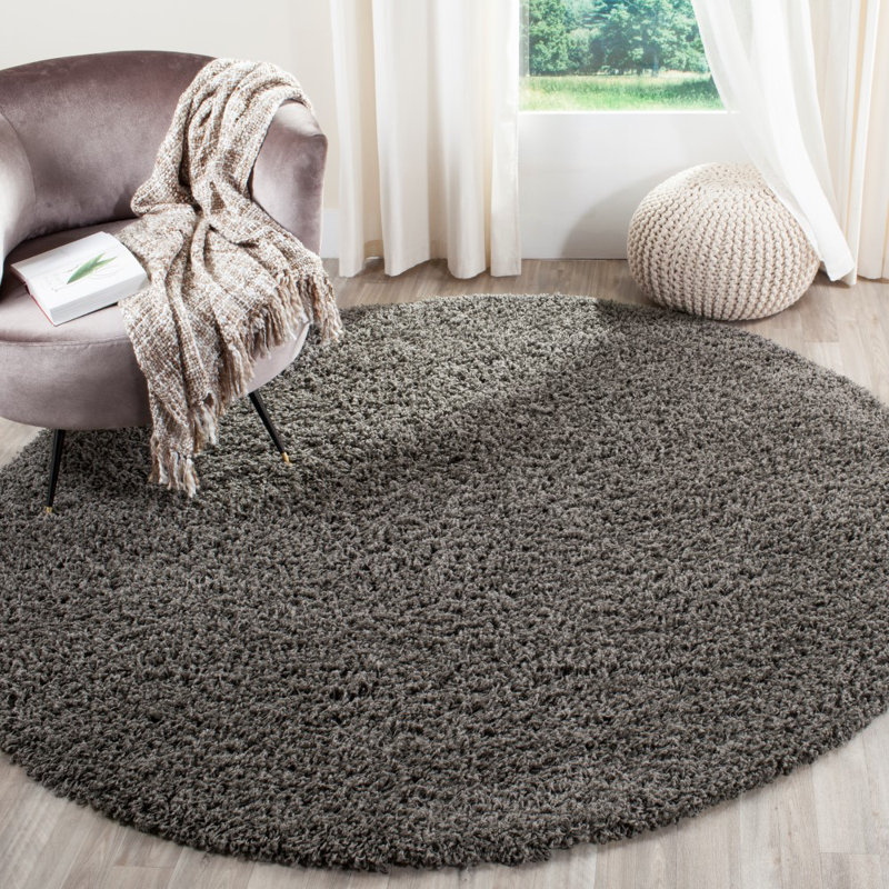 Tapis gris foncé Amoroso, Rond 6 pi 7 po