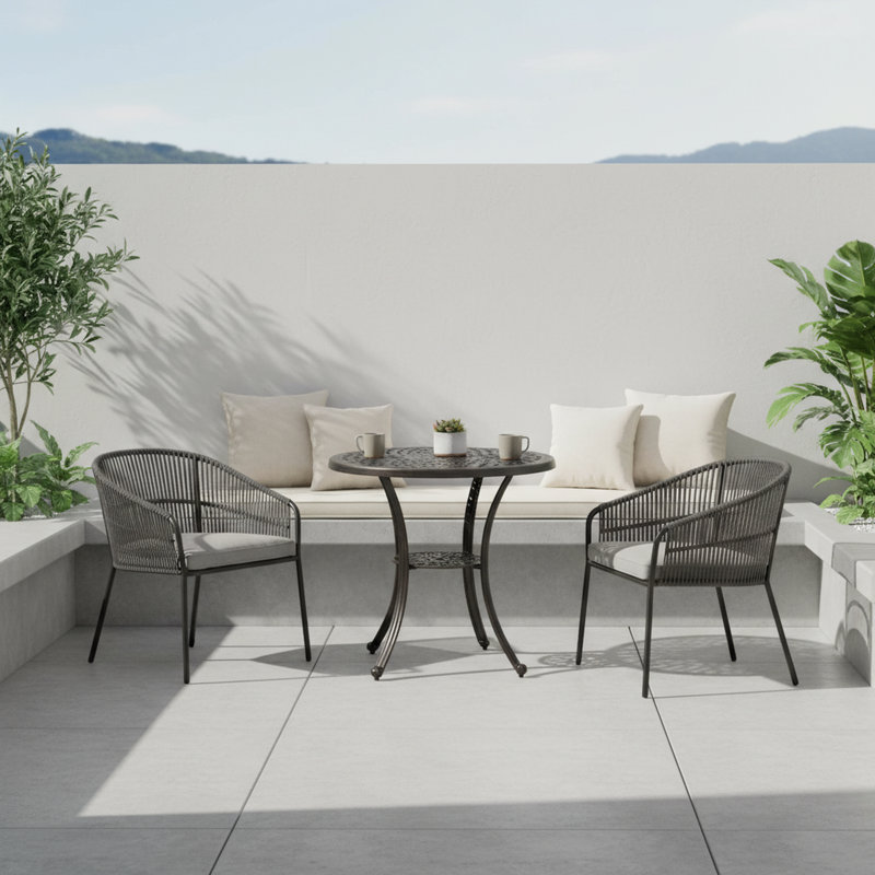 31'' Round Cast Aluminum Outdoor Dining Table with 1.9'' Umbrella Hole, Bronze