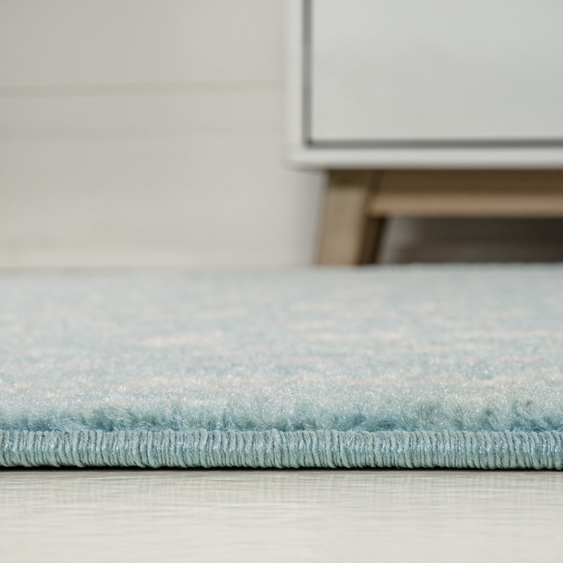 Kelliann Moroccan Geometric Turquoise/Cream Rug, Runner 2'2" x 8'