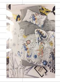 Ensemble de housse de couette réversible 100% coton Hirschman, Lit simple