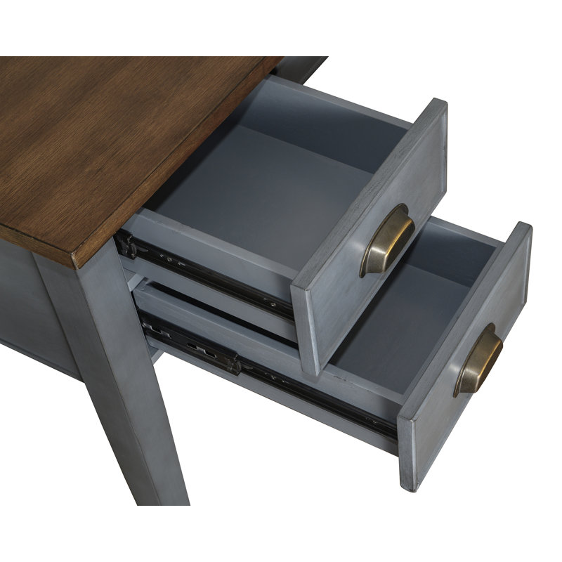 Bureau Vivienne avec prises intégrées, Bleu cendré