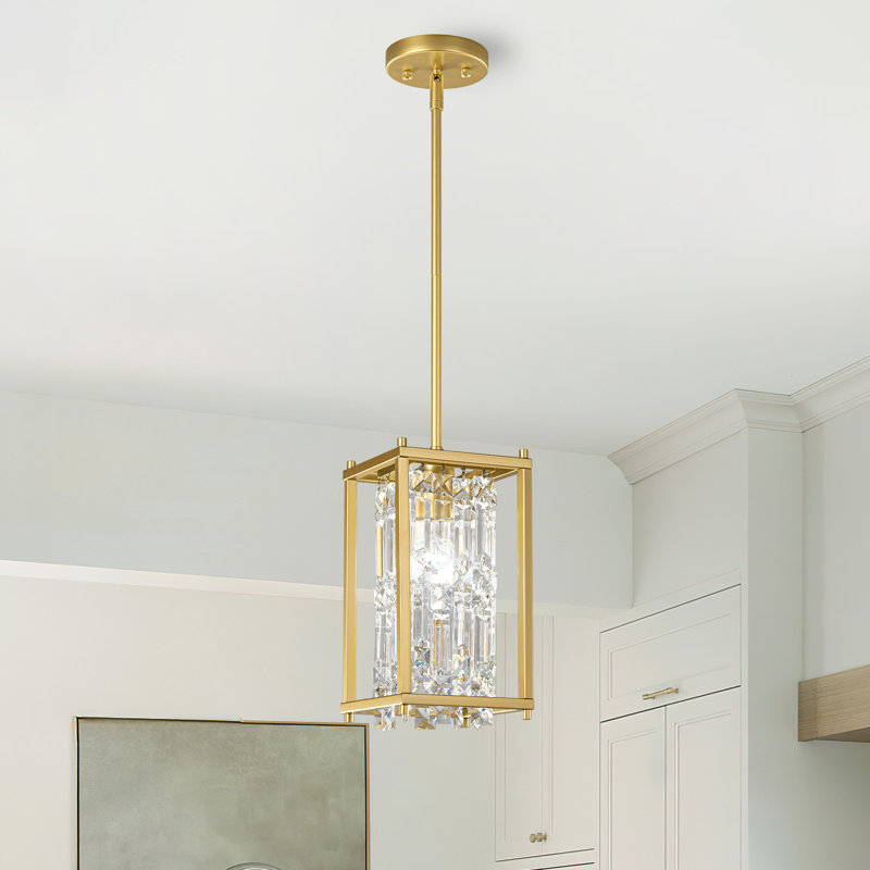 Luminaire suspendu en cristal 1 lumière Jennesa, Doré