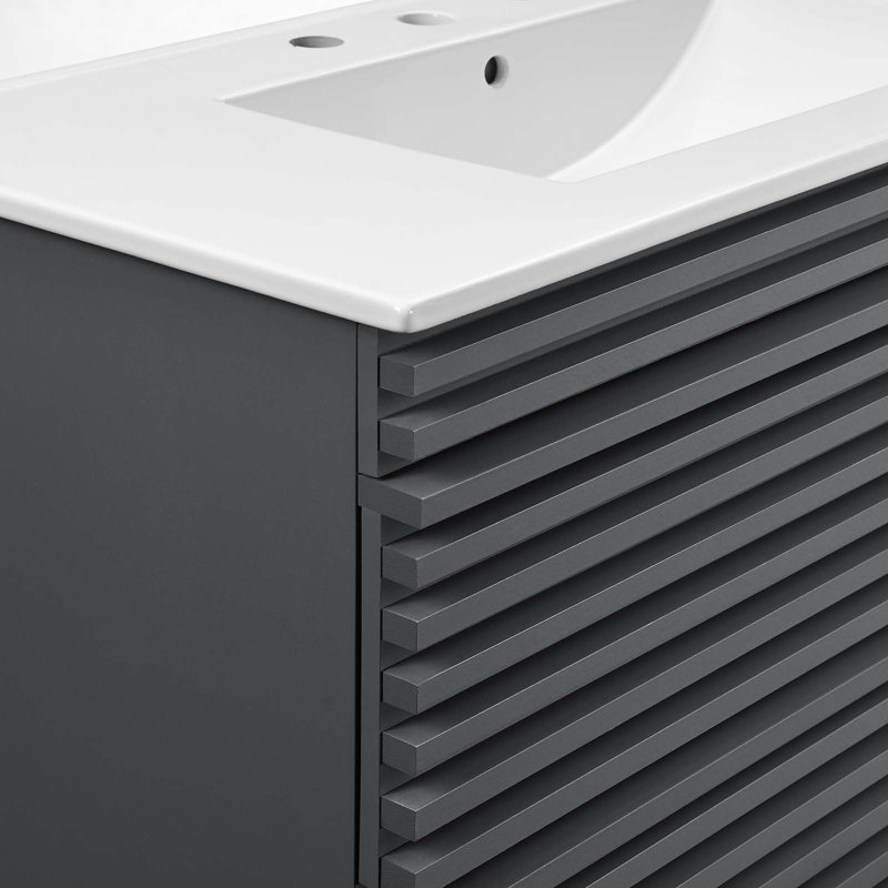 Meuble-lavabo mural 36 po Modway Render, gris