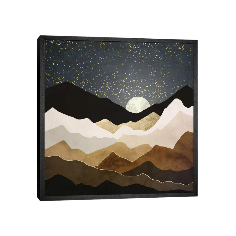 Golden Stars - Print on Canvas, 66.04 cm H x 66.04 cm W, Black Framed