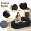 Fauteuil méridienne incurvé LY-048, canapé-lit deux places moderne en chenille avec assise profonde et coussin, noir