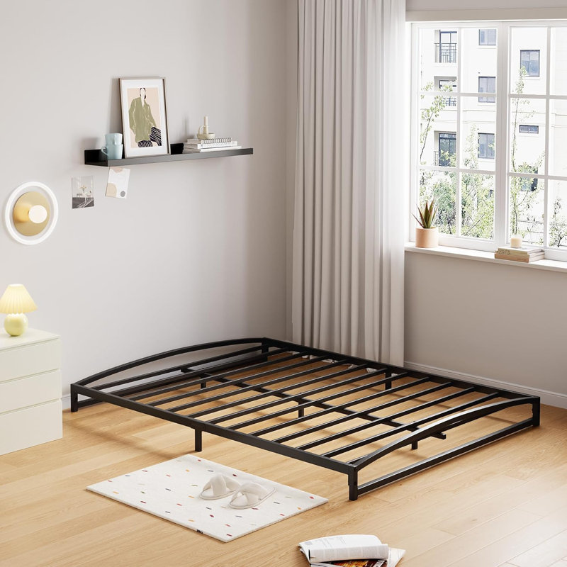Low Bed Frame Full Size - 6/10 Inch Heavy Duty Metal Platform Mattress Foundation No Box Spring Needed  Noise-Free