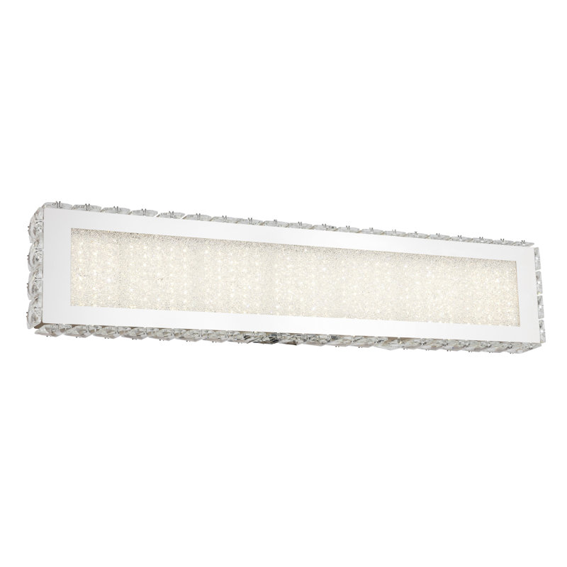 Pixley LED Chrome and Crystal Wall Sconce, 5" H x 25" W 3.5" D