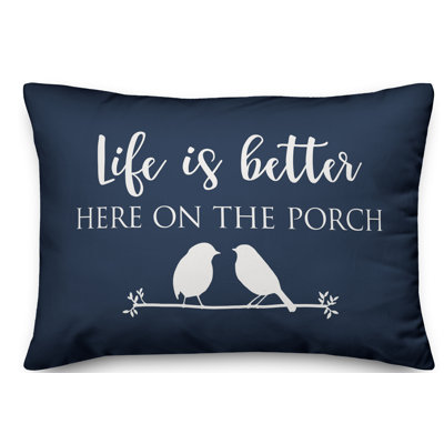 Textual Outdoor Reversible Throw Pillow