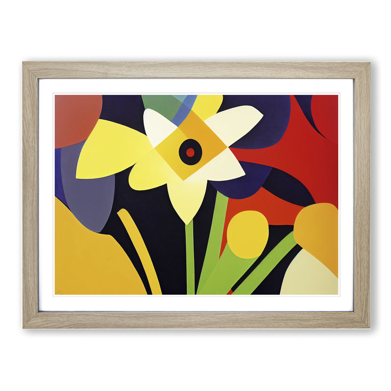 Abstract Daffodil Flowers Vol.2 - Framed Print, 34cm H x 46cm W x 2cm D, Oak