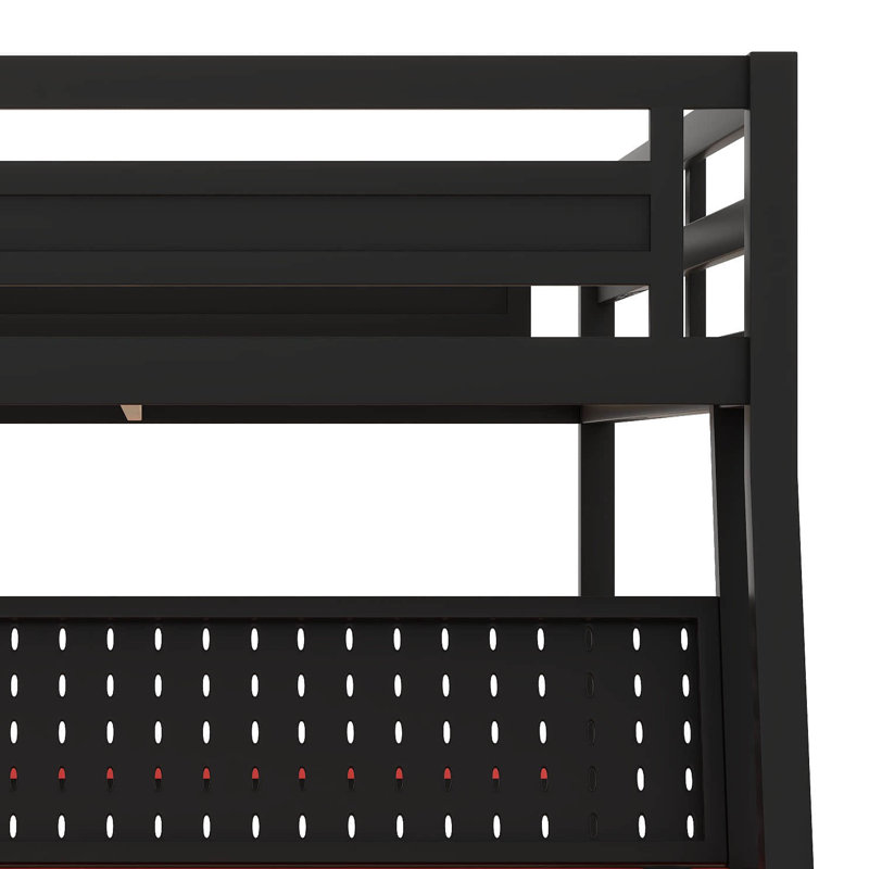 Lit superposé double pleine grandeur avec 2 bureaux intégrés, ports USB pour bureau et panneau perforé, cadre en bois pour enfants adolescents
