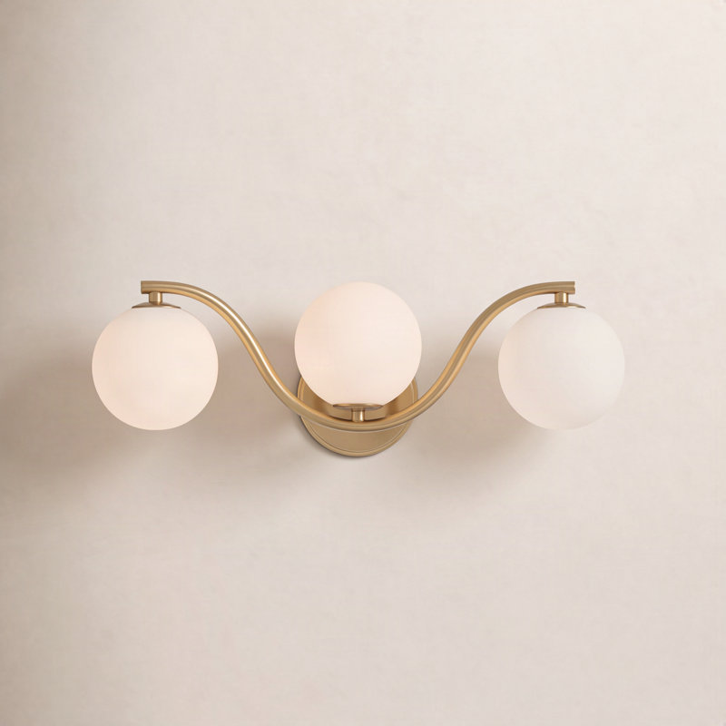 Susanne Triple Globe Wave Vanity Lighting, Brushed Gold