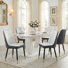 5-Piece Modern Rectangular 63" Faux Marble Dining Table Set with Upholstered Chairs