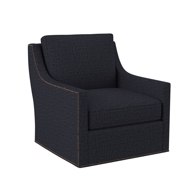 Sonoma Upholstered Swivel Armchair, Weathered Brass Small, Venice Navy 100% Polyester