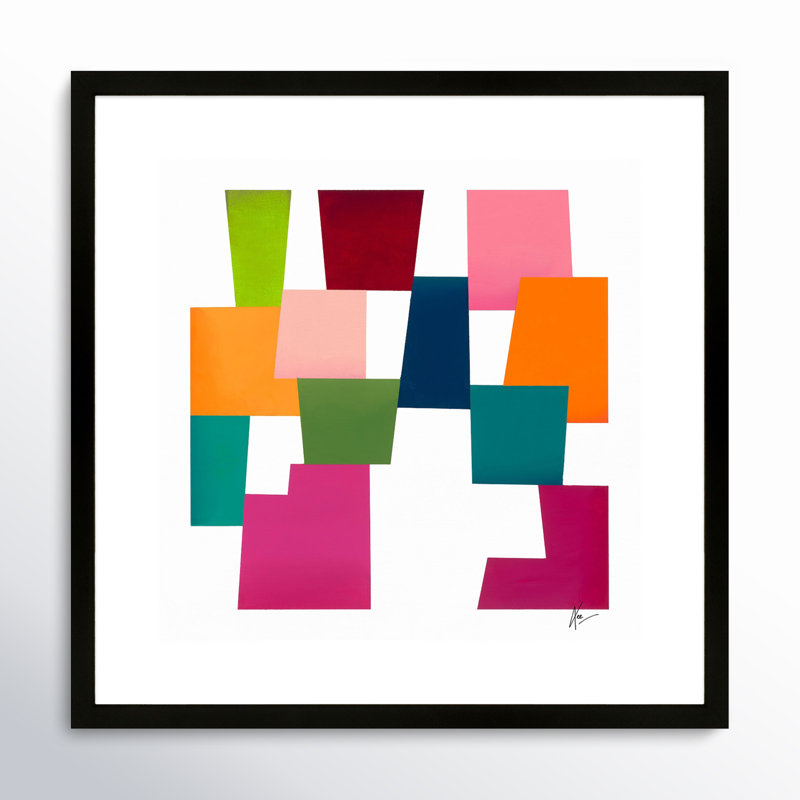 «Color Blocks» par Lee Lessem - Art mural encadré, Cadre noir, H 44 po x l 44 po x P 1,25 po