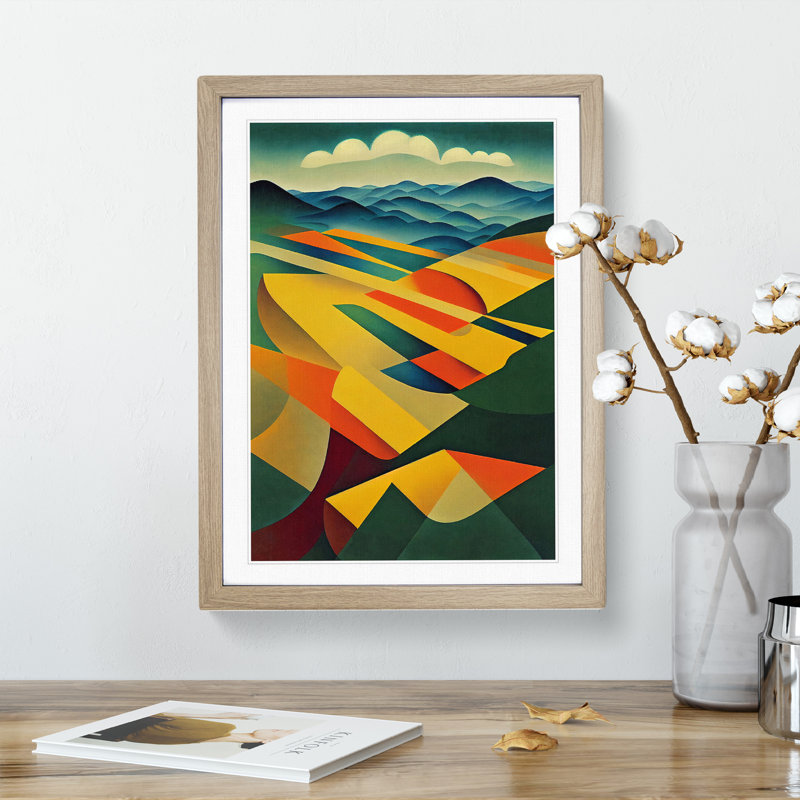 Abstract Landscape Meadow No.4 - Framed Print, 34cm H x 25cm W x 2cm D, Oak Framed