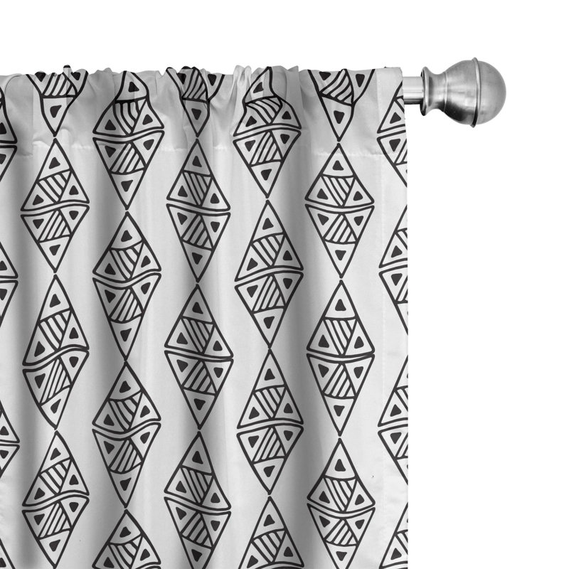 Ethnic Geometric Semi-Sheer Rod Pocket Curtain Panels, 28" x 95"