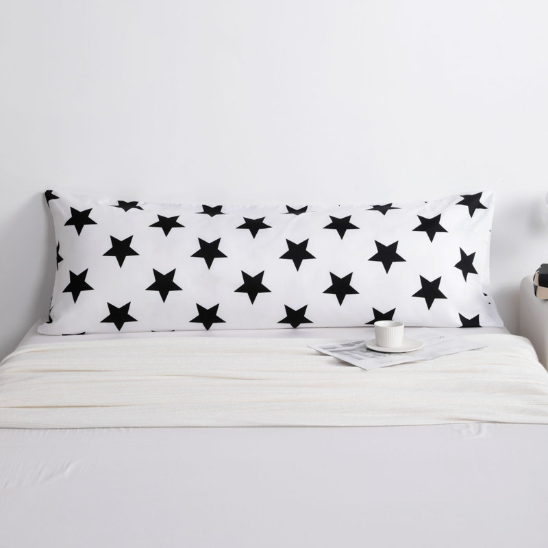 Vertical Pillowcase,1800TC Brushed Microfiber & No-Gap Seal?, Black/White Starburst