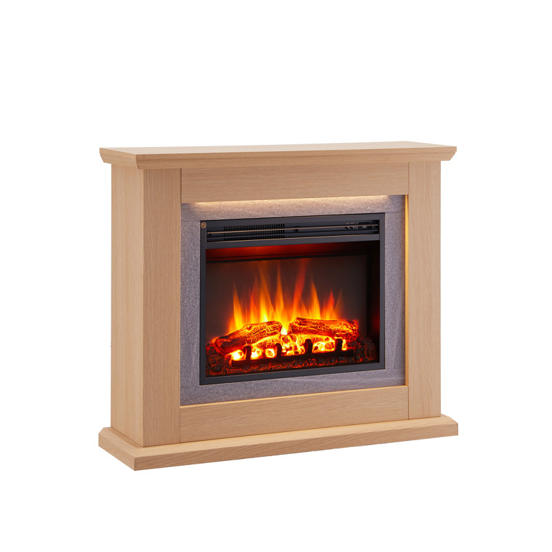 EVORA FLAMME Electric Fireplace, 82cm H x 100cm W x 25cm D, Natual Oak