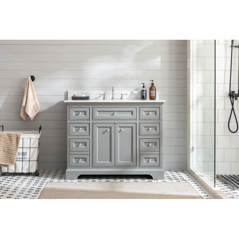 Ensemble de meuble-lavabo simple l 43 po x P 22 po x H 38 po Alyshia, gris