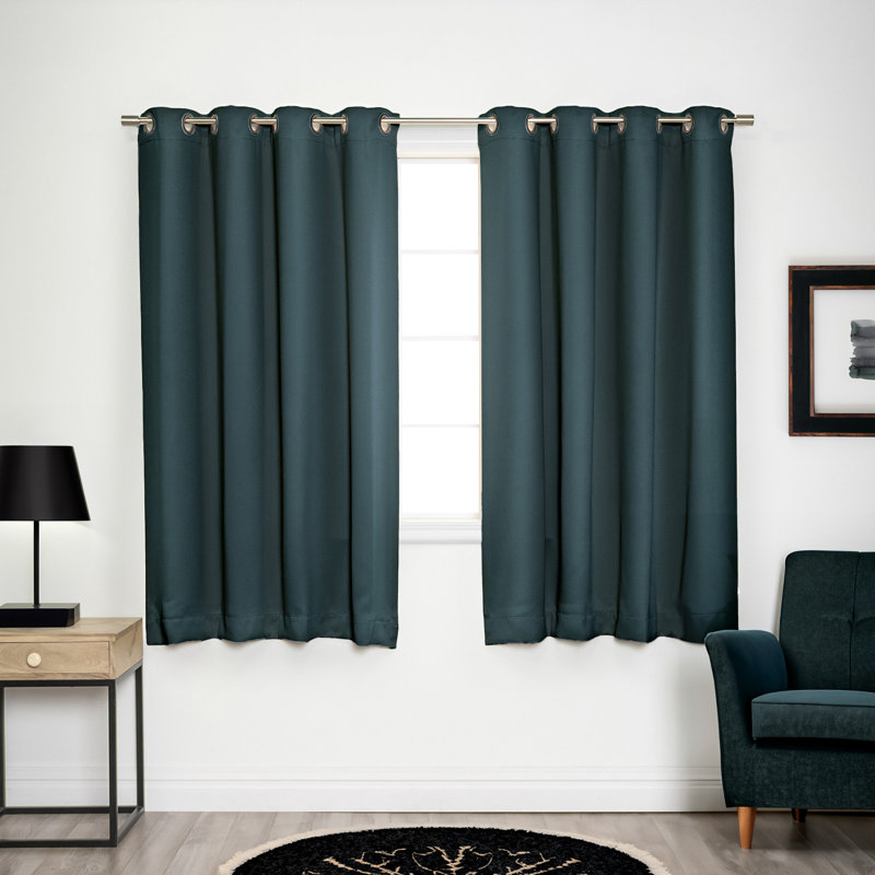 Adina Sevan Solid Thermal Grommet Curtain Panels, Spruce, 52" W x 63" L