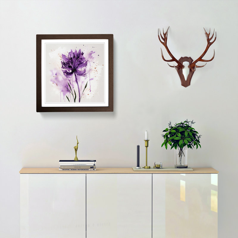 Lavender Flower Gestural Art - Framed Print, Walnut Framed