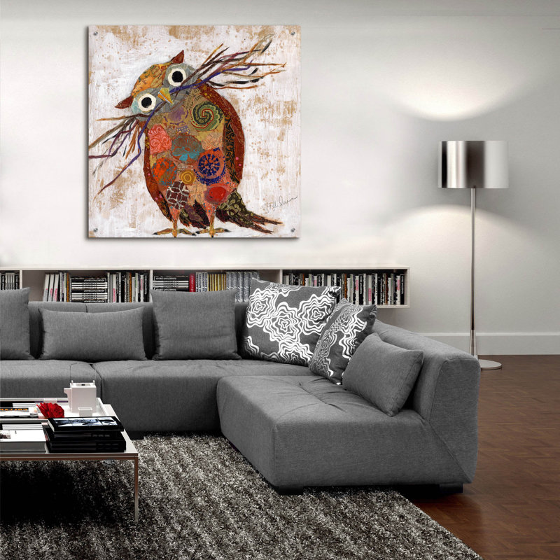 Loon Peak® «Curious Owl 2» par St. Hilaire Elizabeth, art mural en verre acrylique, H 36 po x l 36 po x P 0,2 po