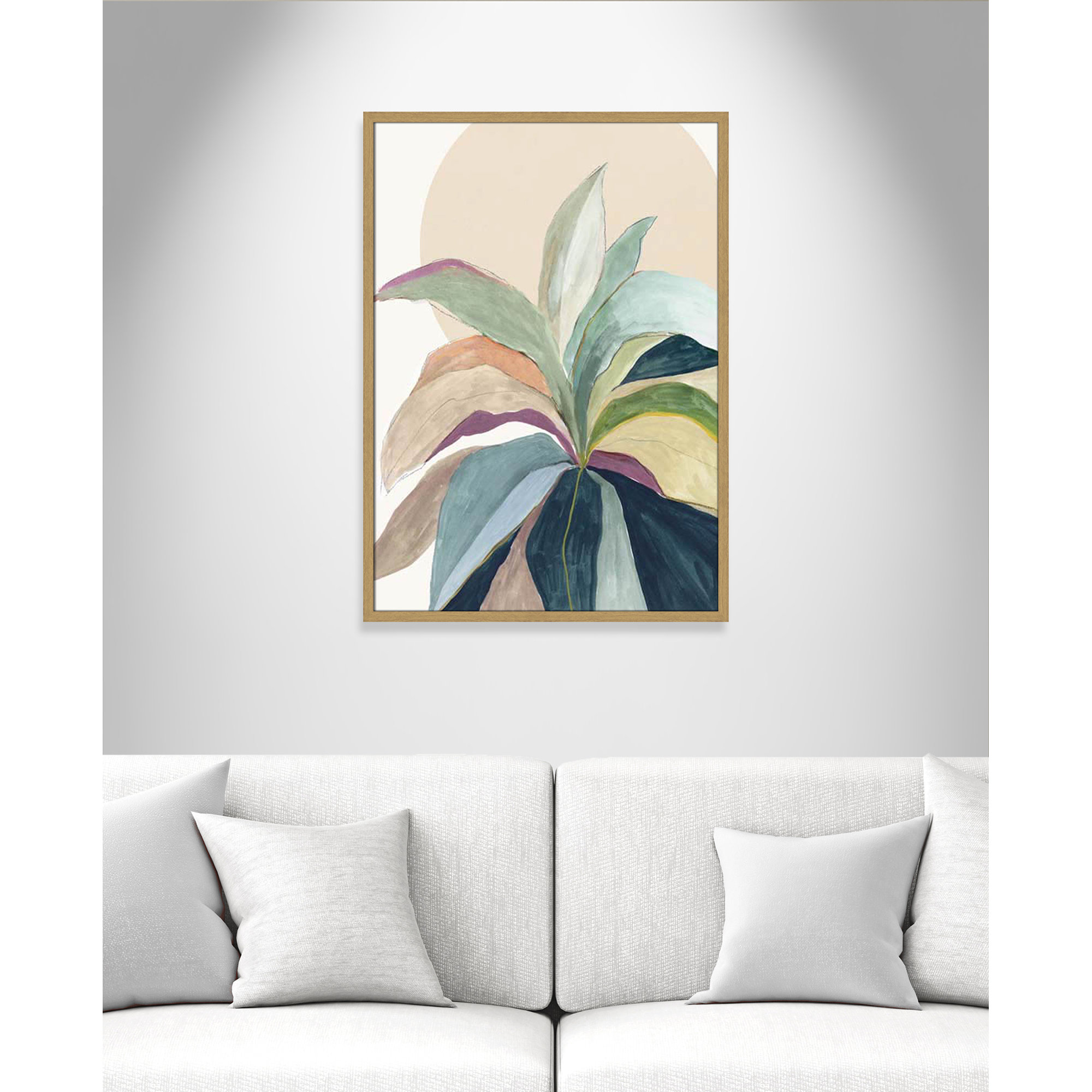 Sunny Bright Leaves II by Asia Jensen, 35.5" H x 25.5" W x 0.75" D, Natural Slim Unmatted Picture Framed