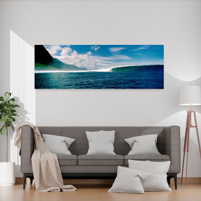 Vagues dans la mer, Molokai, Hawaï, paysage contemporain abstrait, art mural, H 60 po x l 20 po