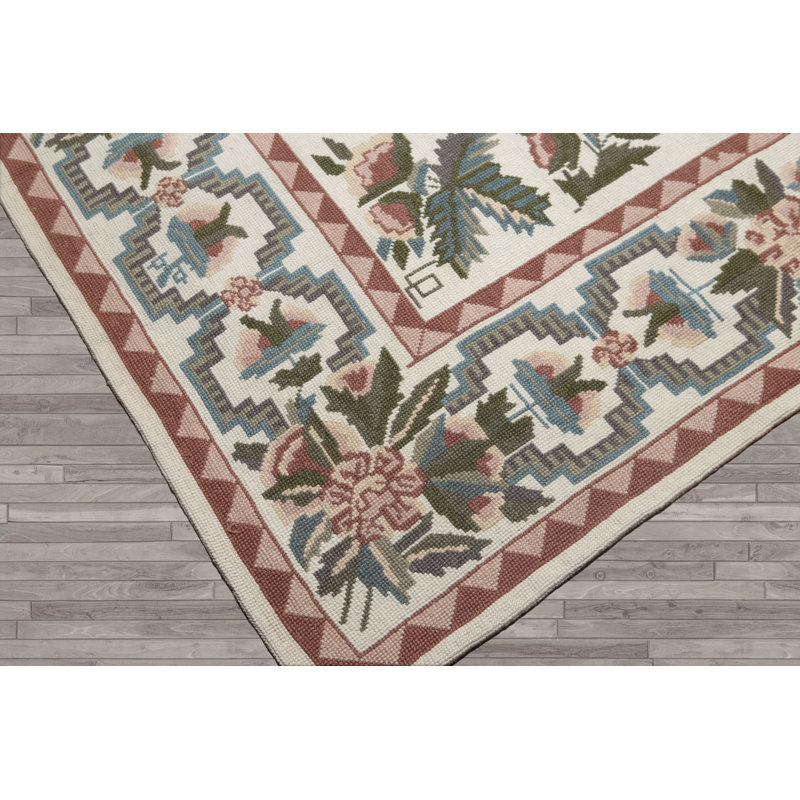 Tapis ivoire traditionnel en laine noué à la main 6 x 9