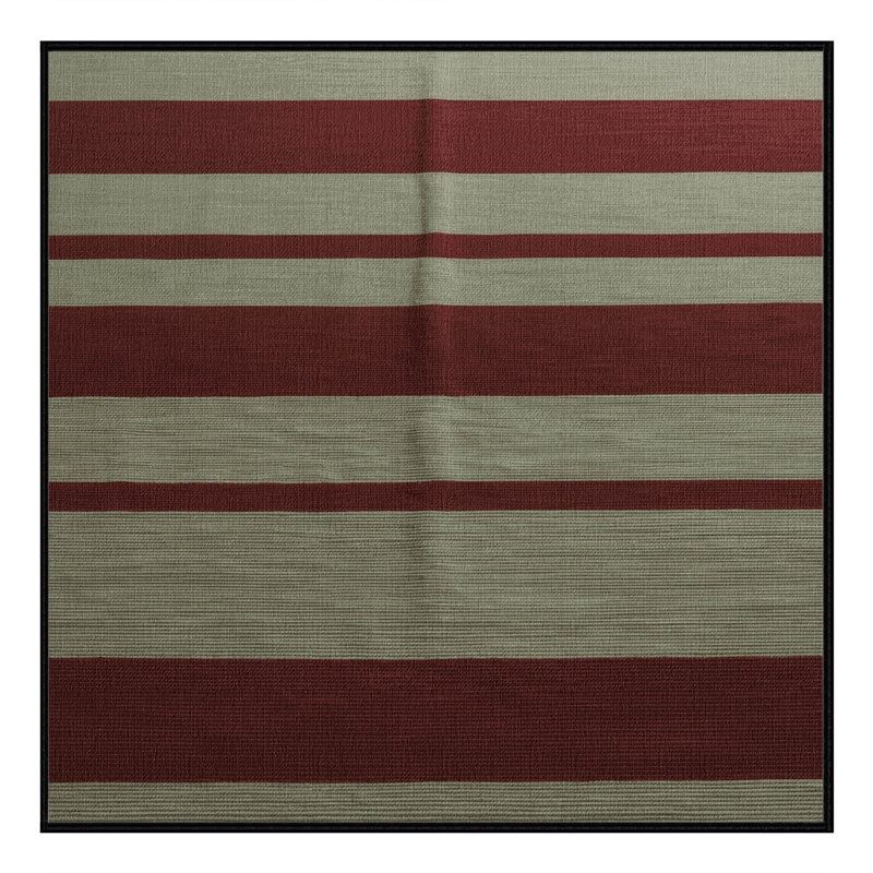 Tapis noir à rayures horizontales lavable à la machine, Carré 7 pi