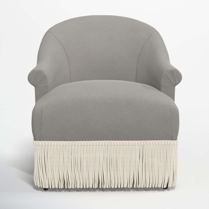 Fauteuil à oreilles Callie, Lin classique gris, Ivoire