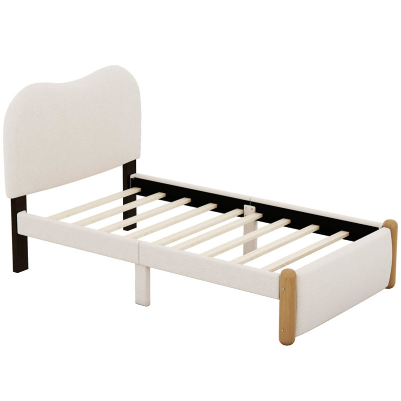 Upholstered Platform Bed, Beige, Full