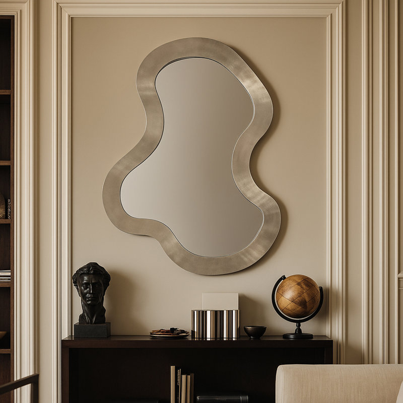 Miroir d'appoint Oblique, Argent, 38 po x 28 po