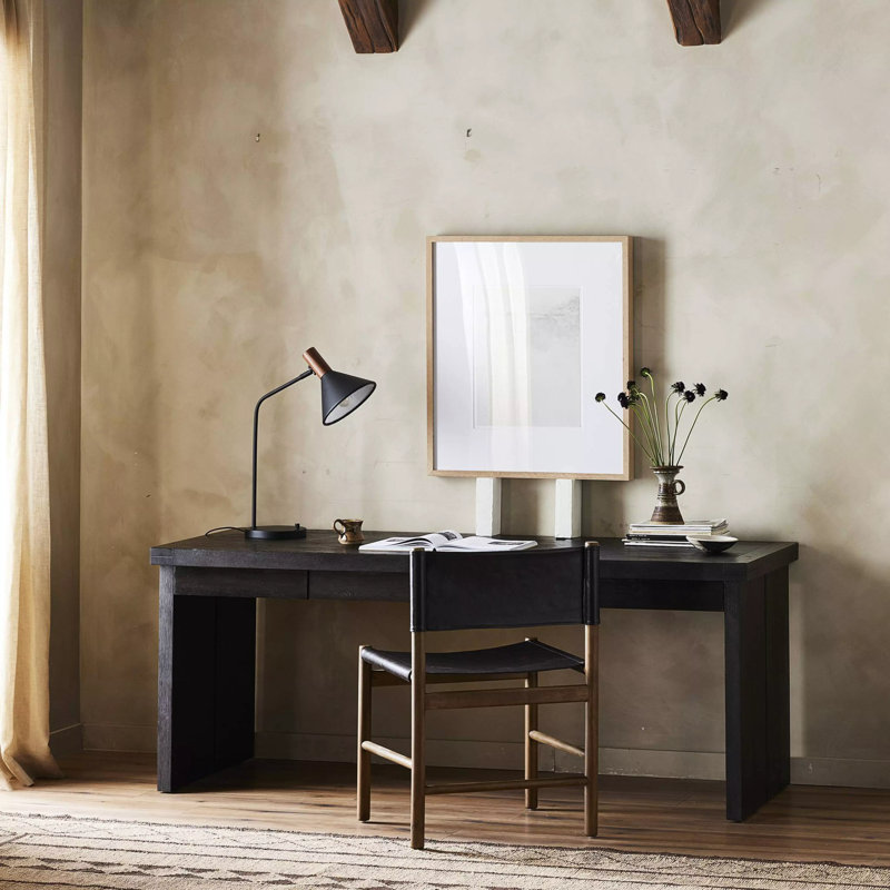 Nemo Solid Wood Writing Desk, Worn Black