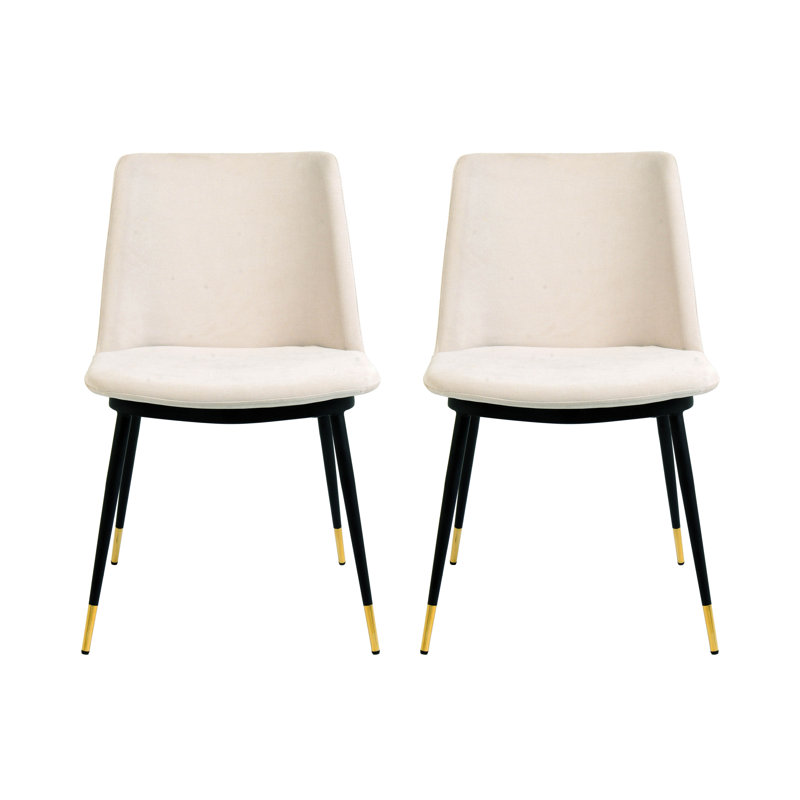 Fauteuil d'appoint en velours, Crème, Noir / or