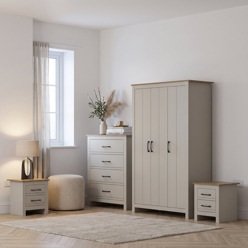 Limestone Alezae 4 Piece Bedroom Set, Light Grey