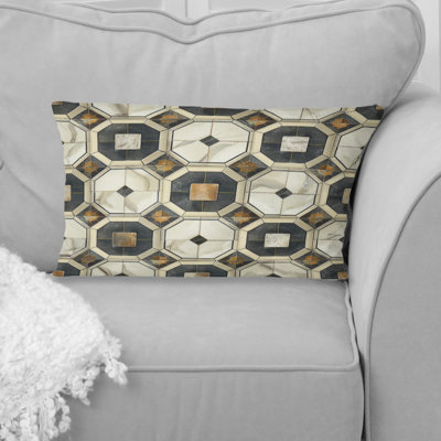 Motif octogonal brun et blanc - coussin lombaire moderne