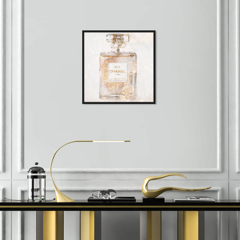 Parfum Glimmer - peinture sur toile, Impression encadrée, H 20 po x l 20 po, Doré