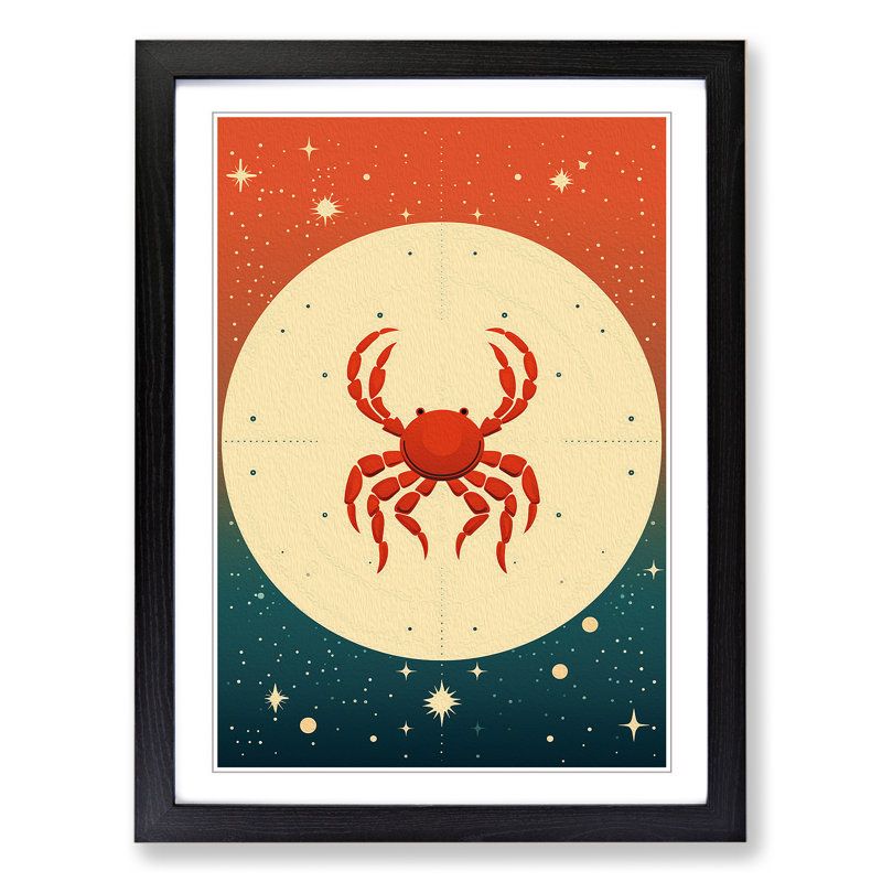 Cancer Zodiac Minimalism - Framed Print, Black Framed, 34cm H x 25cm W x 2cm D
