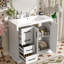 Meuble-lavabo 36 po avec lavabo en céramique, esthétique blanche, 3 tiroirs, tablette réglable et structure en bois massif-786714295-786714292