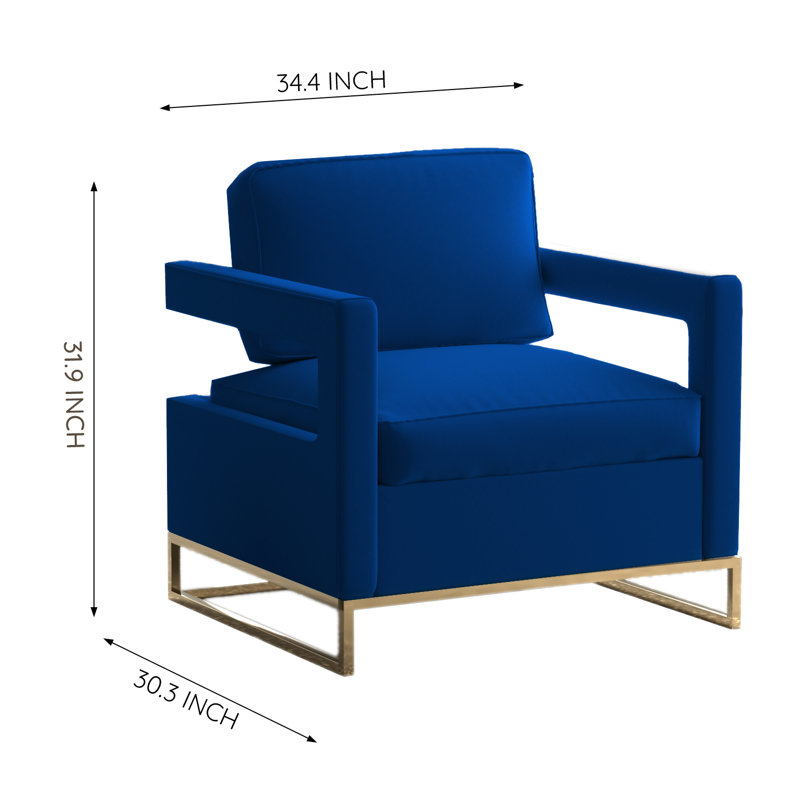 Fauteuil Teagann, Velours bleu
